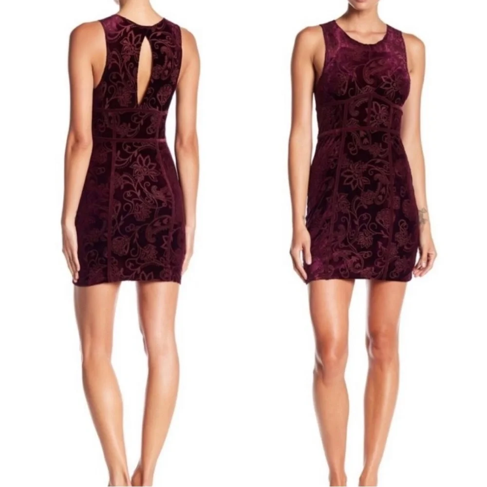 Free People Maroon Velvet Mini Dress - Picture 4 of 6